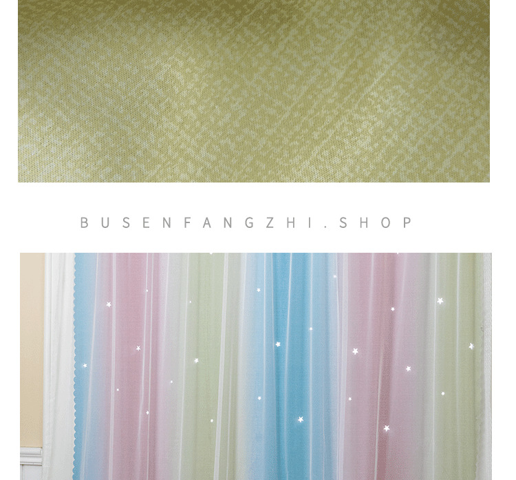Celebrity Ins Style Bedroom Curtain Gradient Striped Shading Hollow Star Princess Curtain Cloth Finished Children