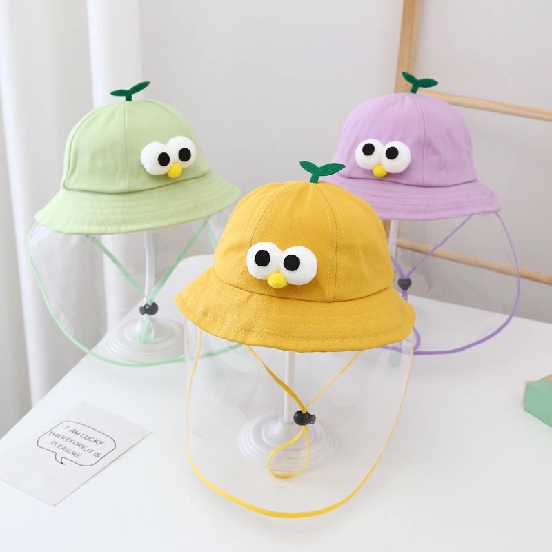 Baby Hat Spring and Autumn Season Cloth Eyes Breathable Protective Caps Anti-Droplet Removable Mask Boys and Girls Face Covering Children Hat