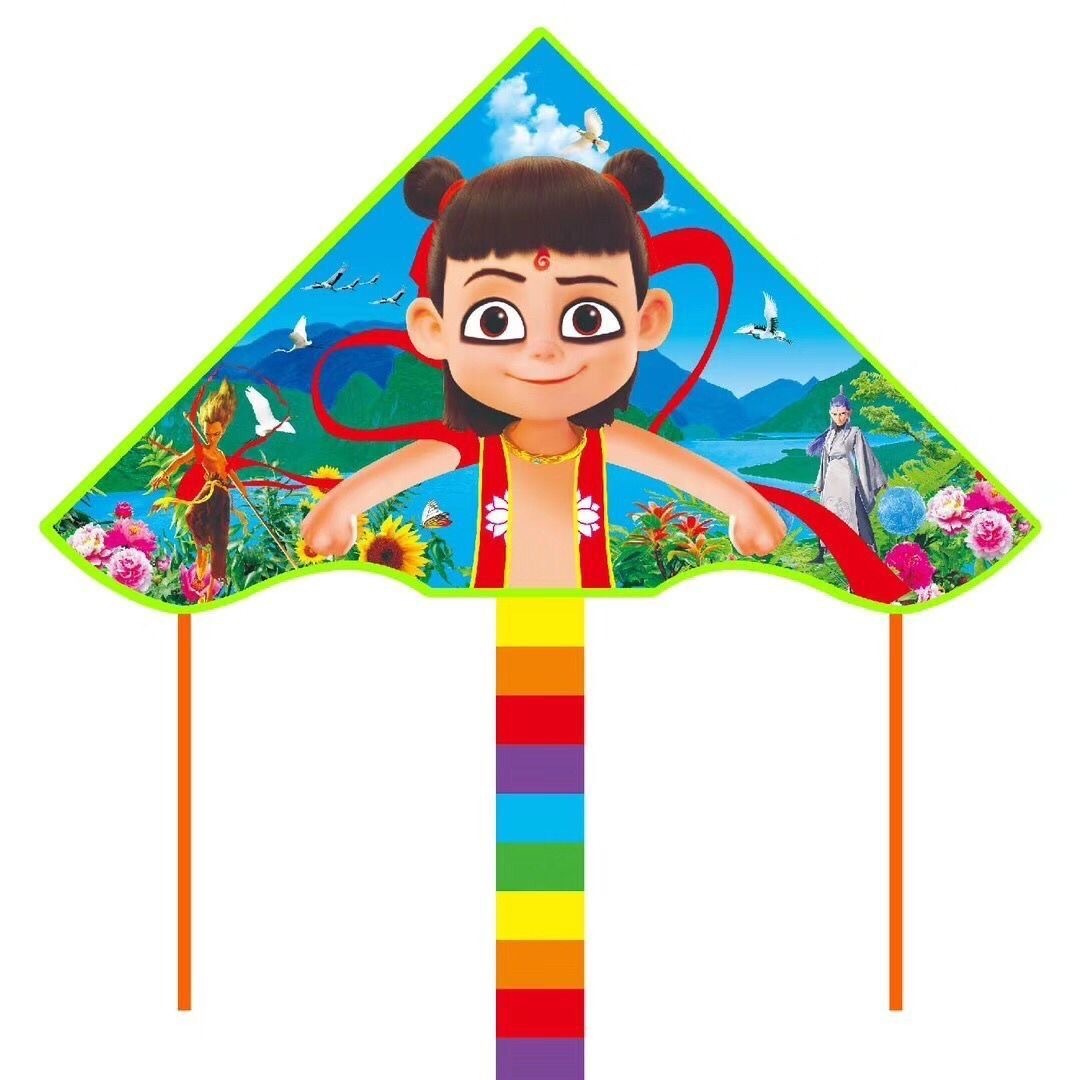 Wholesale Weifang Kite New Bright Cloth Hot Printed Curved Triangle Kite Children's Cartoon Kite Manufacturers Supply