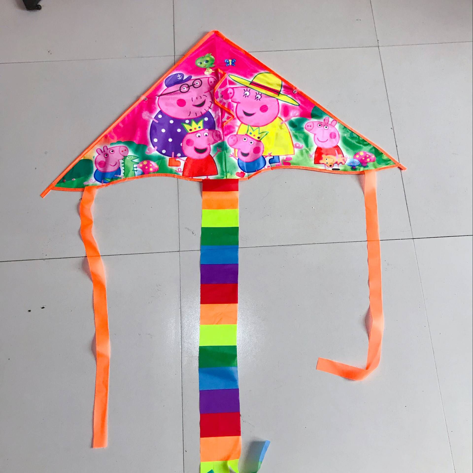 Wholesale Weifang Kite New Bright Cloth Hot Printed Curved Triangle Kite Children's Cartoon Kite Manufacturers Supply