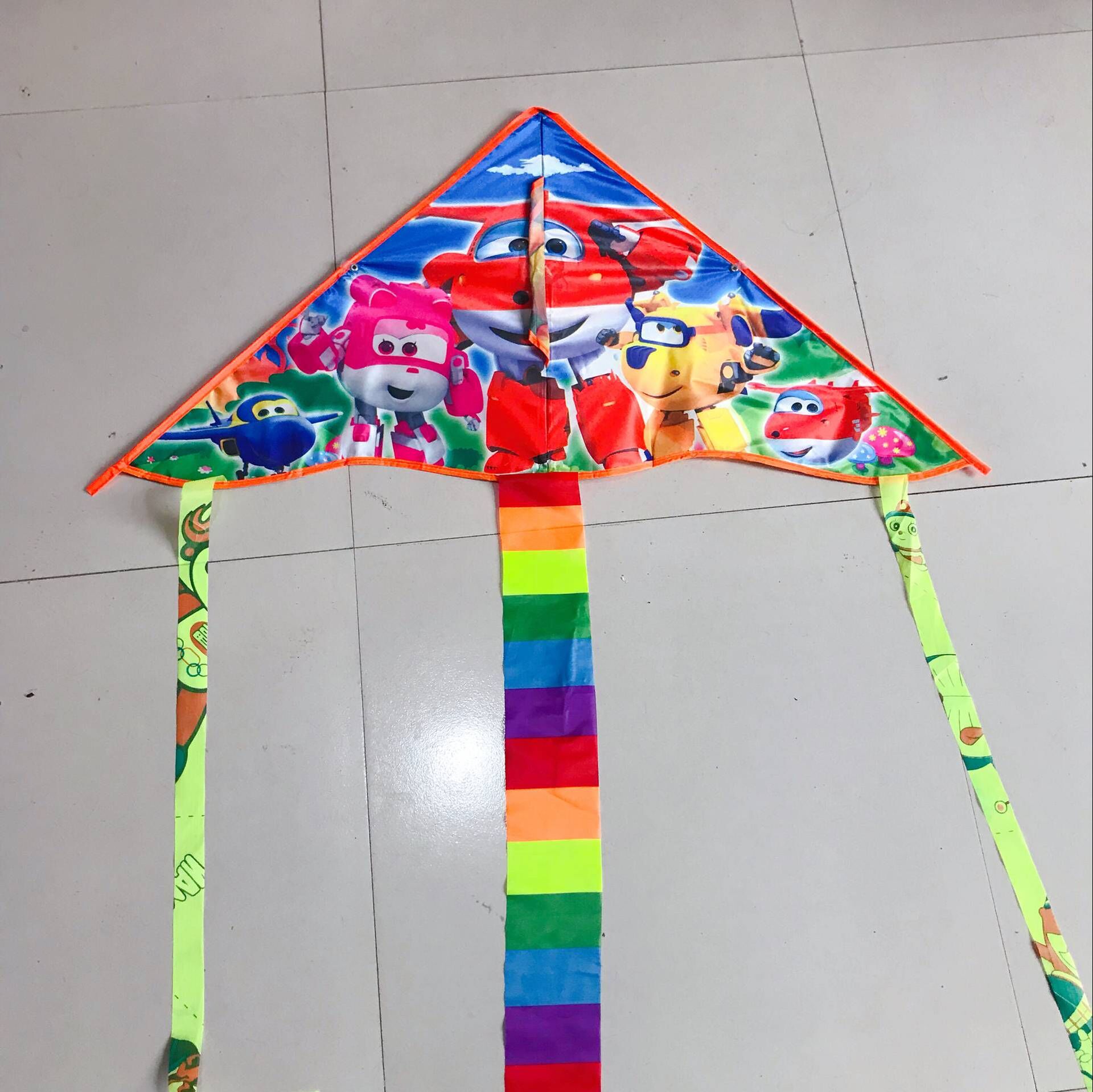 Wholesale Weifang Kite New Bright Cloth Hot Printed Curved Triangle Kite Children's Cartoon Kite Manufacturers Supply