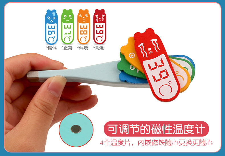 Children's Wooden Simulation Cloth Bag Medicine Box Baby Boys and Girls Play House Simulation Doctor Injection Toy Gift