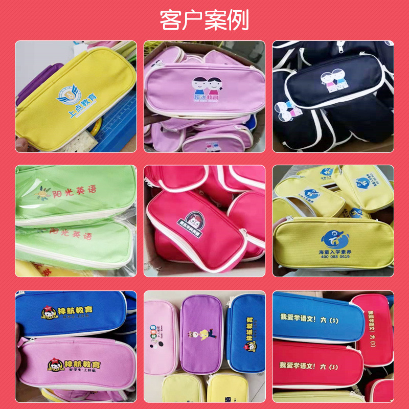 Bag Stationery Box Canvas Oxford Cloth Printed Logo Pencil Case Large Capacity Children&#039;s Pencil Case Customization