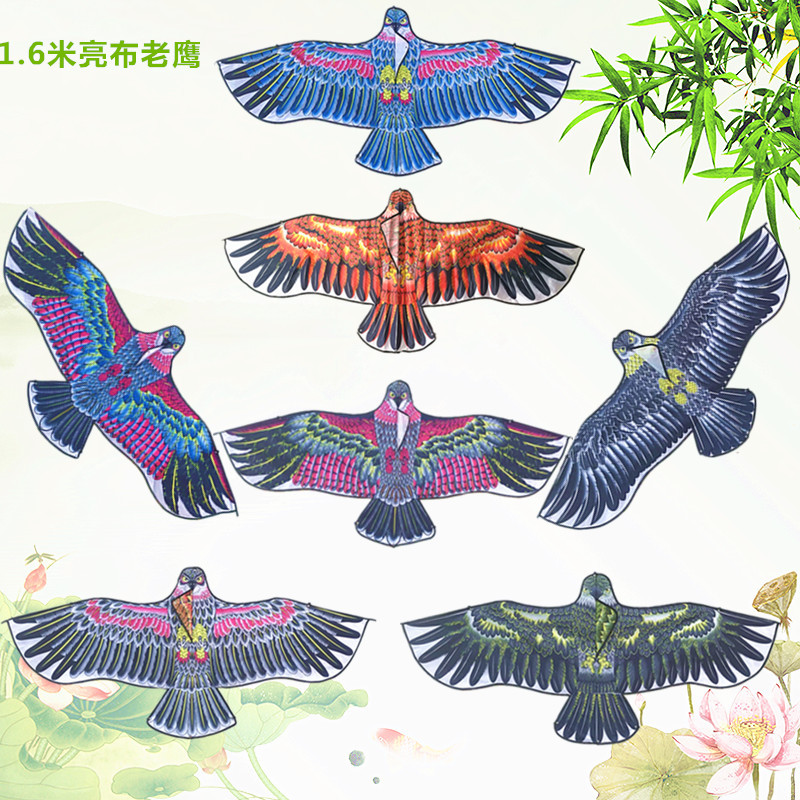 Weifang Kite Wholesale 1.2 M 1.55 M Bright Cloth Heat Printing Children Cartoon Eagle Kite Orchard Bird Repellent Kite