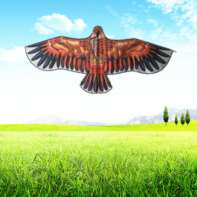Weifang Kite Wholesale 1.2 M 1.55 M Bright Cloth Heat Printing Children Cartoon Eagle Kite Orchard Bird Repellent Kite