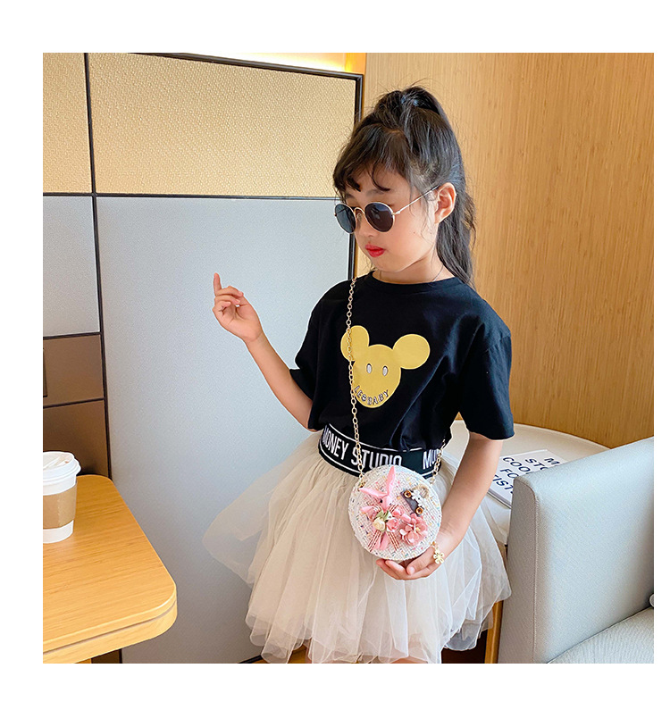 Messenger Bag Bunny Decoration Bag Children's Bags 2020 New Little Chanel Style Woollen Cloth Small round Bag Princess