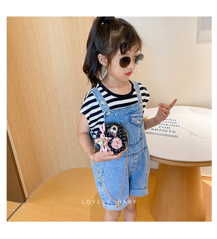 Messenger Bag Bunny Decoration Bag Children's Bags 2020 New Little Chanel Style Woollen Cloth Small round Bag Princess