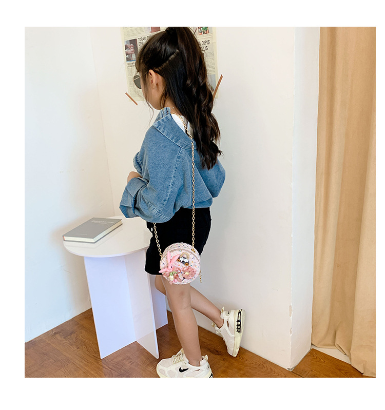 Messenger Bag Bunny Decoration Bag Children's Bags 2020 New Little Chanel Style Woollen Cloth Small round Bag Princess