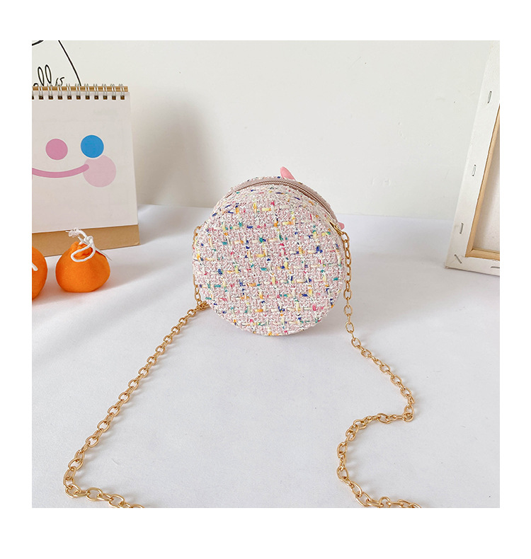 Messenger Bag Bunny Decoration Bag Children's Bags 2020 New Little Chanel Style Woollen Cloth Small round Bag Princess