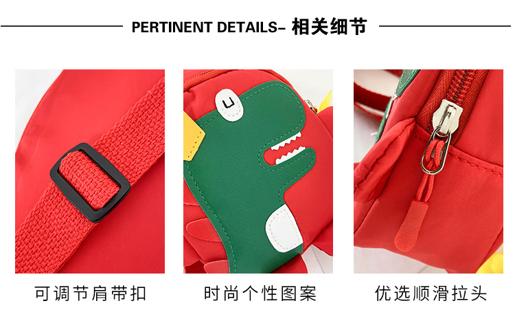 2020 Autumn and Winter New Cartoon Cute Little Dinosaur Chest Bag Nylon Cloth Children's Satchel Personality Fashion