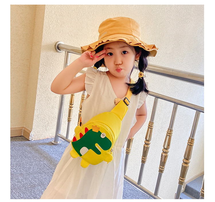 2020 Autumn and Winter New Cartoon Cute Little Dinosaur Chest Bag Nylon Cloth Children's Satchel Personality Fashion