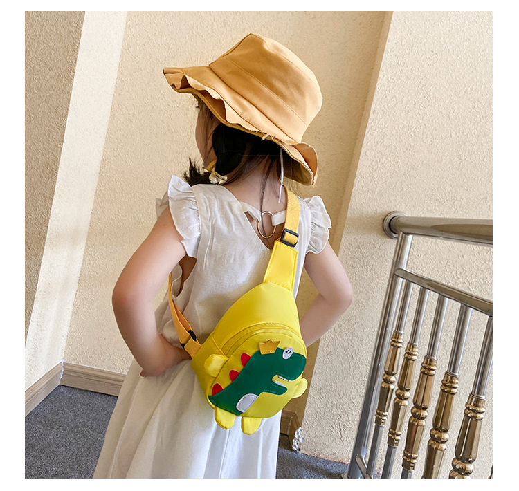 2020 Autumn and Winter New Cartoon Cute Little Dinosaur Chest Bag Nylon Cloth Children's Satchel Personality Fashion