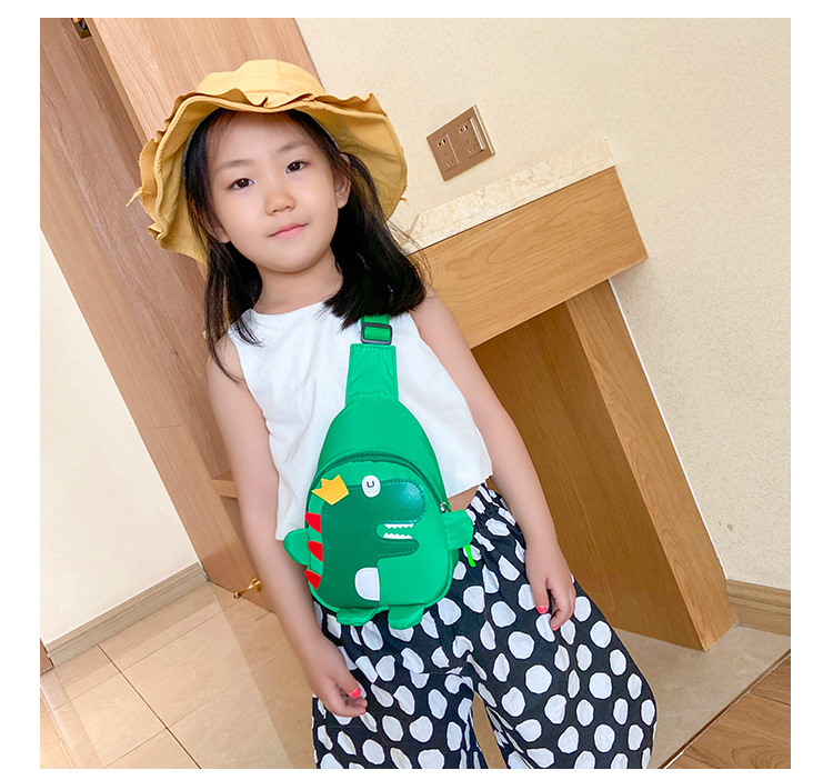 2020 Autumn and Winter New Cartoon Cute Little Dinosaur Chest Bag Nylon Cloth Children's Satchel Personality Fashion