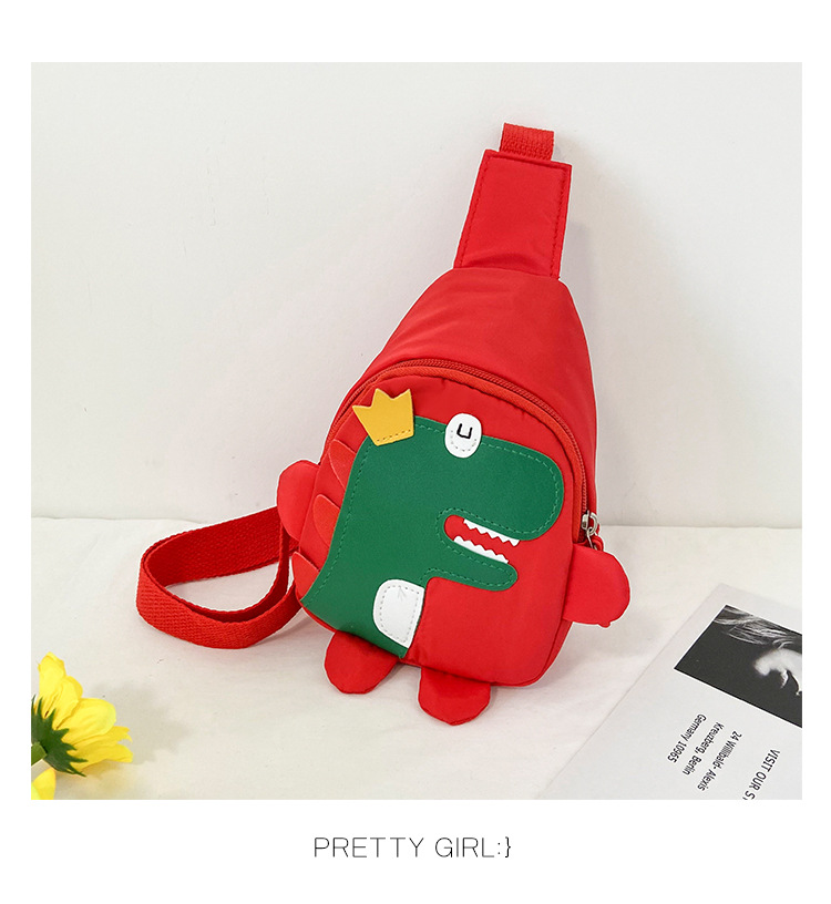 2020 Autumn and Winter New Cartoon Cute Little Dinosaur Chest Bag Nylon Cloth Children's Satchel Personality Fashion