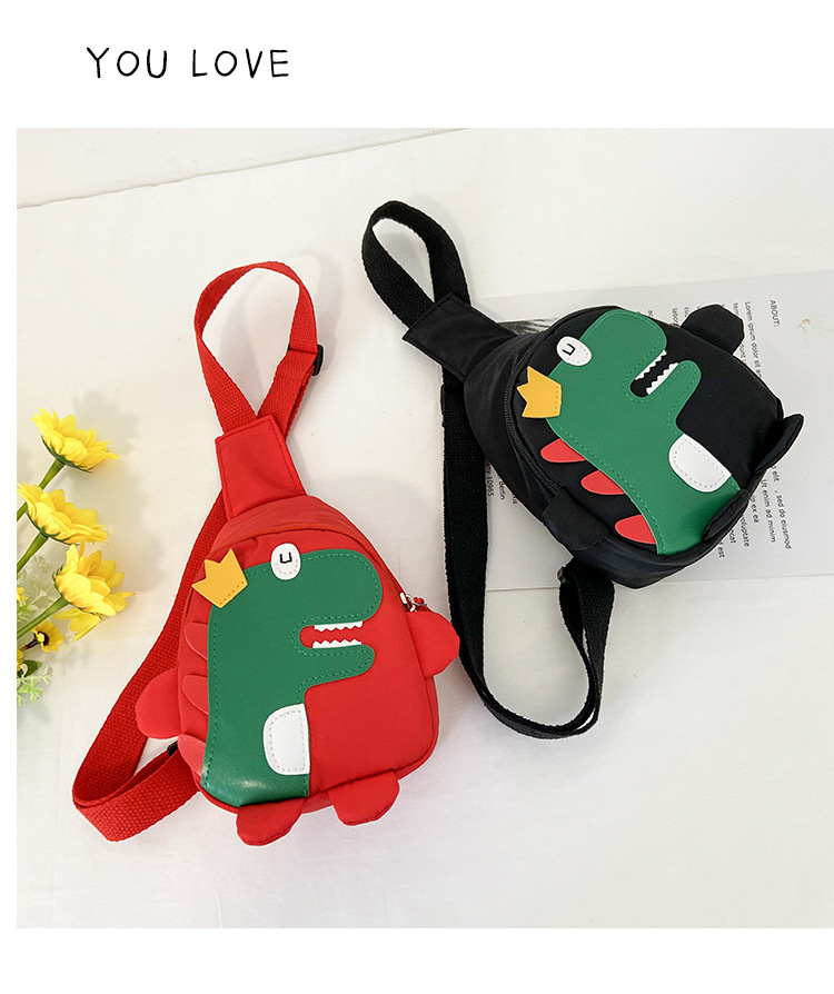 2020 Autumn and Winter New Cartoon Cute Little Dinosaur Chest Bag Nylon Cloth Children's Satchel Personality Fashion