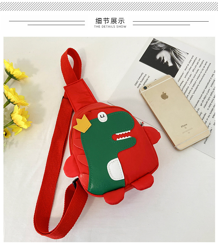 2020 Autumn and Winter New Cartoon Cute Little Dinosaur Chest Bag Nylon Cloth Children's Satchel Personality Fashion