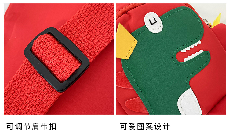 2020 Autumn and Winter New Cartoon Cute Little Dinosaur Chest Bag Nylon Cloth Children's Satchel Personality Fashion