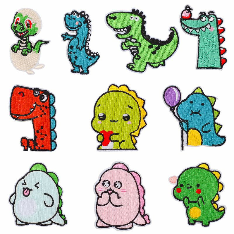 Cartoon Dinosaur Embroidered Cloth Stickers Children&#039;s Clothing Decoration DIY Adhesive Patch Computer Embroidery Spot
