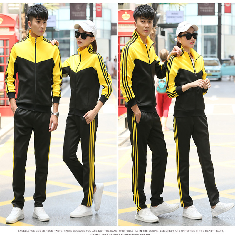 Sports Suit Men&#039;s Spring and Autumn Couple Wear Youth Long Sleeve Women&#039;s Running Sportswear Outdoor Two-Piece Set Factory Direct Sales