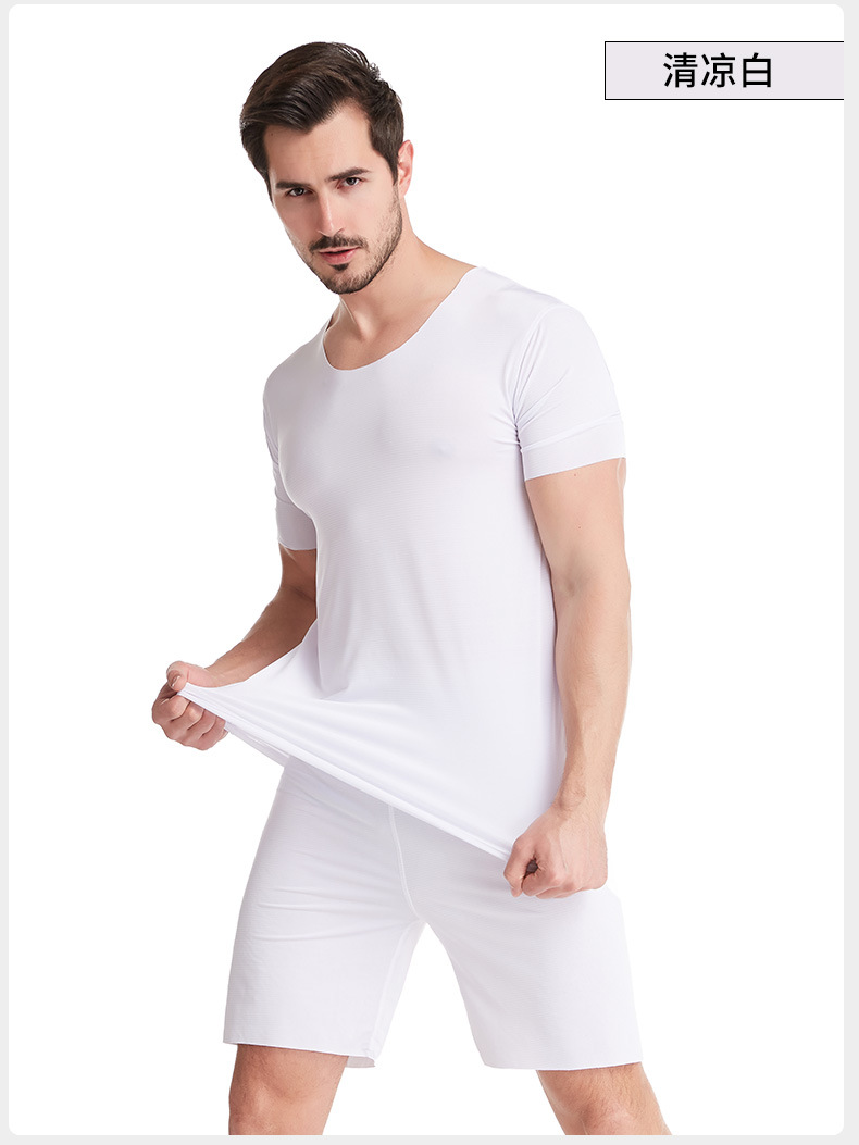 Men's Home Wear Ice Silk T-shirt Suit Short Sleeve Shorts Youth Casual Sportswear Large Size Pajamas Men's Thin Men's Home Wear Ice Silk T-shirt Suit Short Sleeve Shorts Youth Casual Sportswear Large Size Pajamas Men's Thin