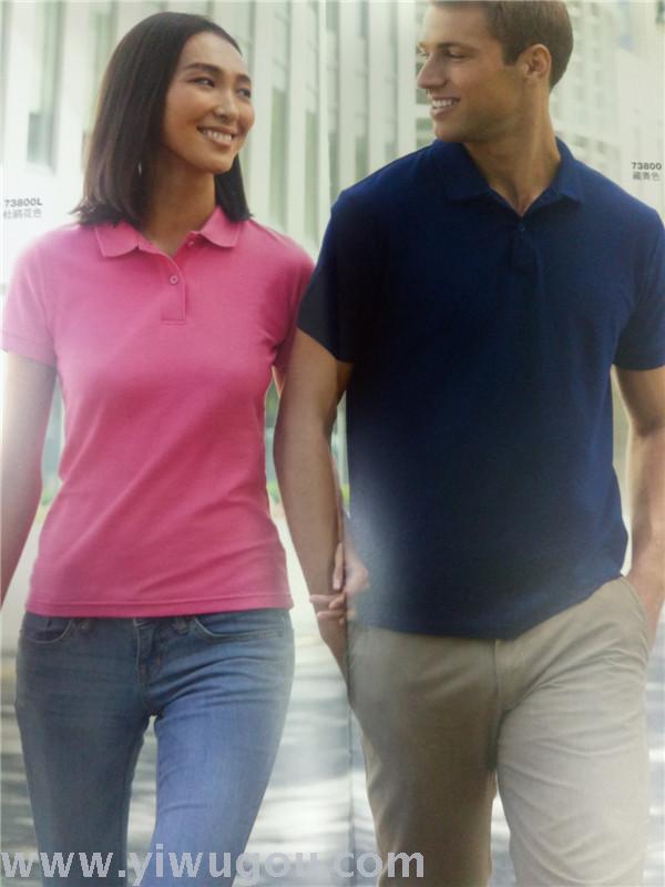 Summer adult men's short sleeve T-shirt women's stand collar buckle sportswear