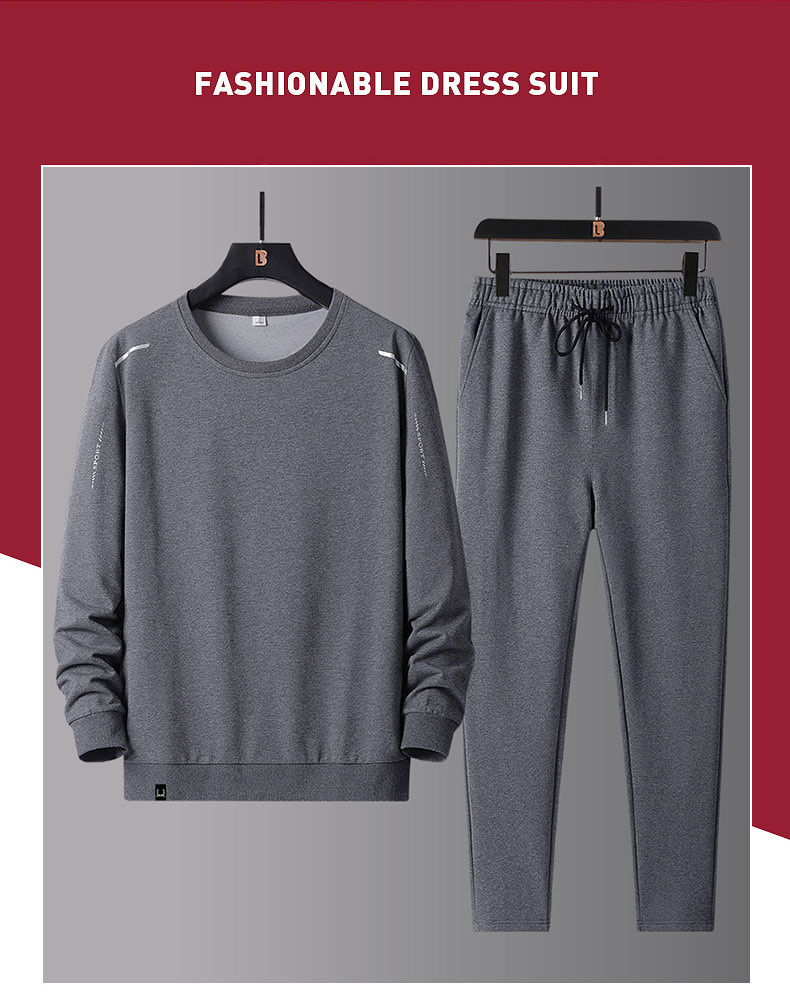 Men's Casual Sweatshirt Outfit 2022 New Spring and Autumn Sportswear Loose round Neck Dad Trendy Two-Piece Suit