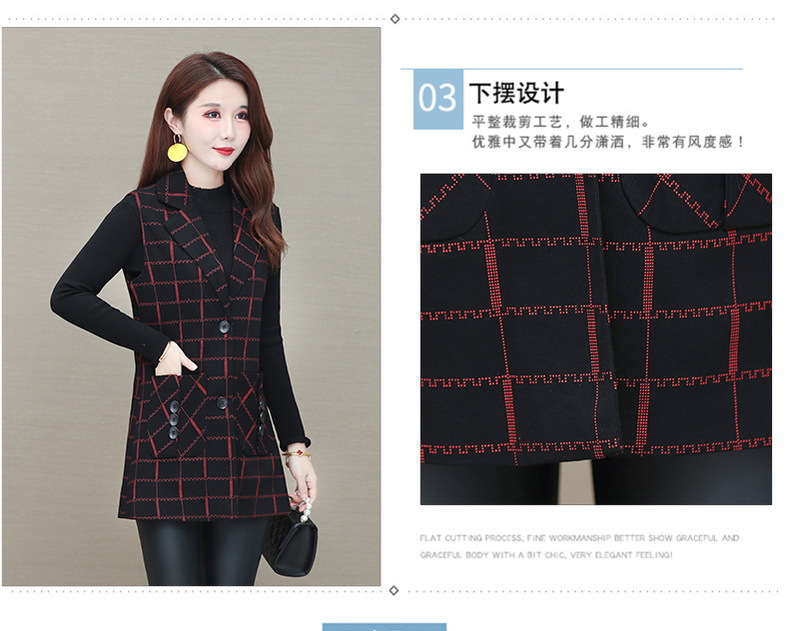 Middle-Aged Women's Clothing Spring and Autumn Thin Plaid Vest Cardigan Mom's Sleeveless Vest Mid-Length Women's Top Middle-Aged Women's Clothing Spring and Autumn Thin Plaid Vest Cardigan Mom's Sleeveless Vest Mid-Length Women's Top