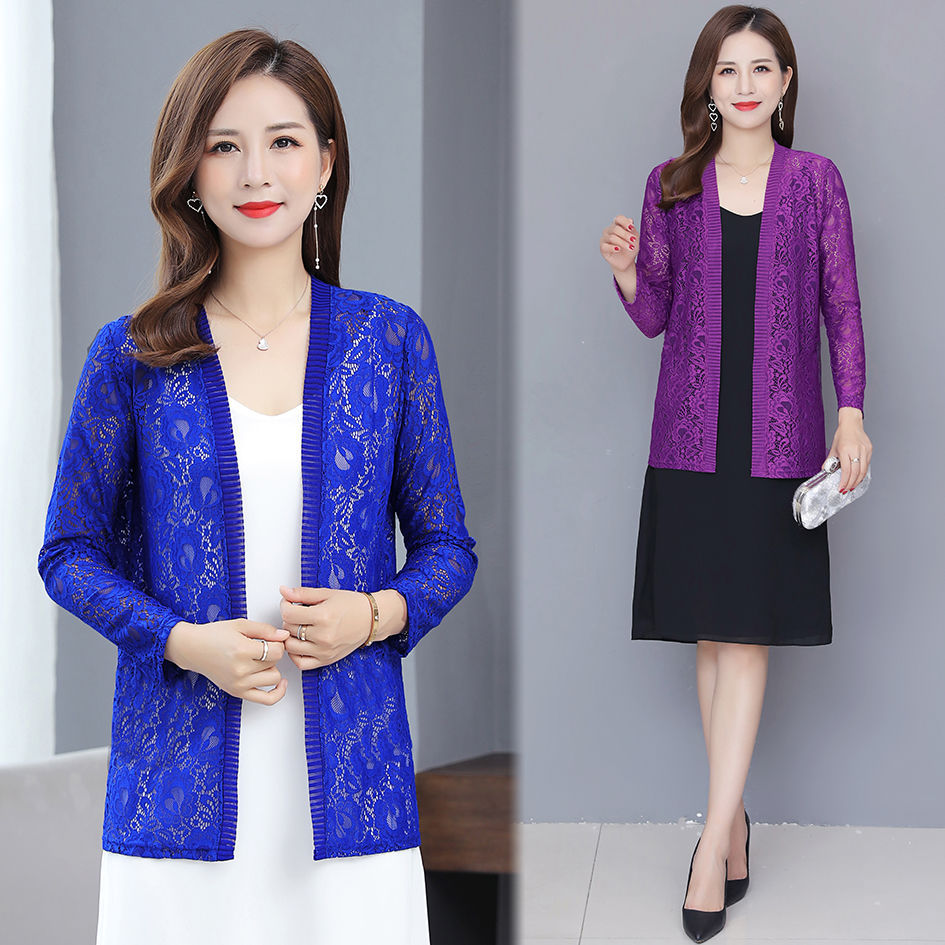 Lace Sun Protective Clothing Thin Coat Summer New Large Size Women&#039;s Cardigan Mid-Length Outer Match Long Sleeve Shawl Air Conditioning Shirt