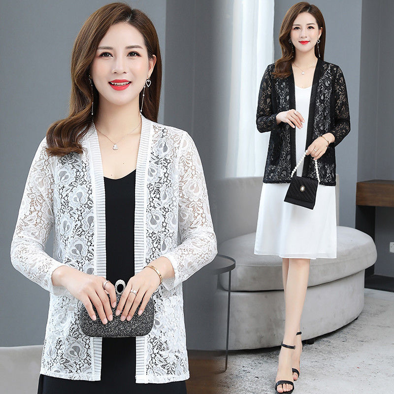Lace Sun Protective Clothing Thin Coat Summer New Large Size Women&#039;s Cardigan Mid-Length Outer Match Long Sleeve Shawl Air Conditioning Shirt