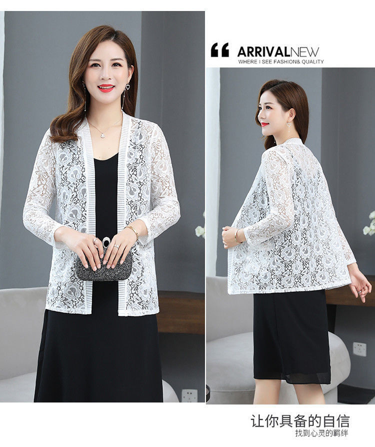 Lace Sun Protective Clothing Thin Coat Summer New Large Size Women's Cardigan Mid-Length Outer Match Long Sleeve Shawl Air Conditioning Shirt Lace Sun Protective Clothing Thin Coat Summer New Large Size Women's Cardigan Mid-Length Outer Match Long Sleeve Shawl Air Conditioning Shirt