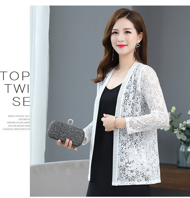 Lace Sun Protective Clothing Thin Coat Summer New Large Size Women's Cardigan Mid-Length Outer Match Long Sleeve Shawl Air Conditioning Shirt Lace Sun Protective Clothing Thin Coat Summer New Large Size Women's Cardigan Mid-Length Outer Match Long Sleeve Shawl Air Conditioning Shirt