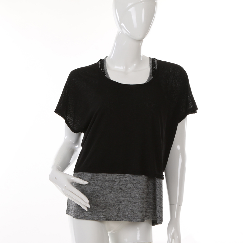 Xinyi Knitting 2018 new fashion yoga dress short sleeve women&#039;s double T-shirt