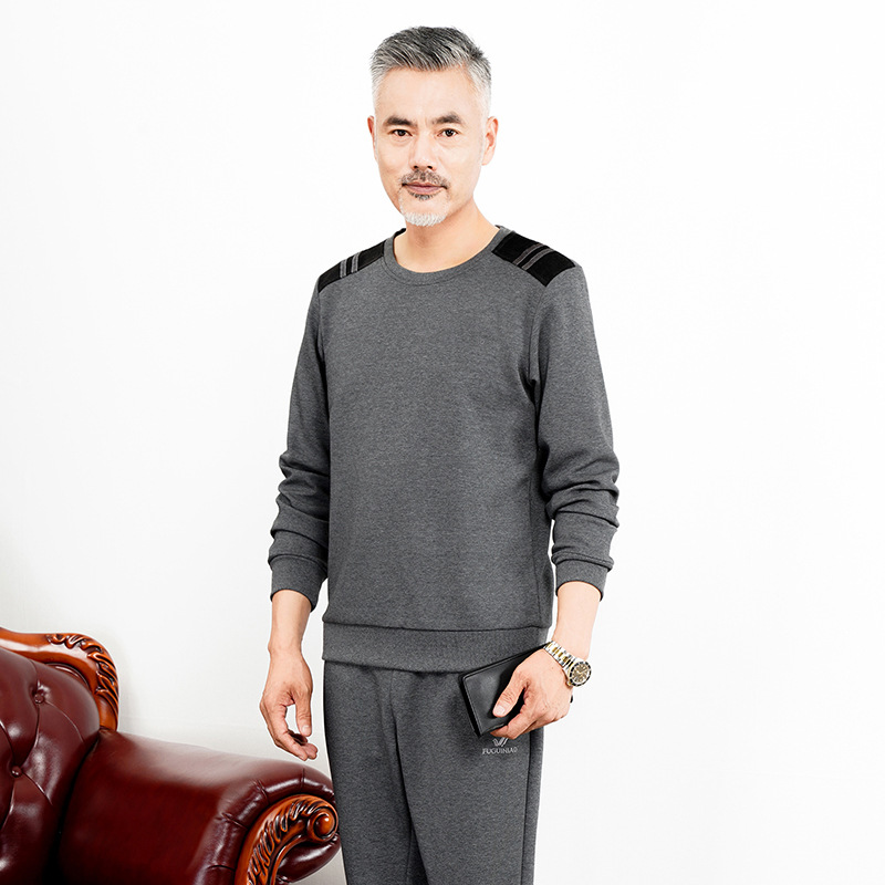 Middle-Aged and Elderly Sweater Suit Men&#039;s Coat Cotton Autumn New Daddy Autumn Outfit Middle-Aged Loose Casual Sportswear
