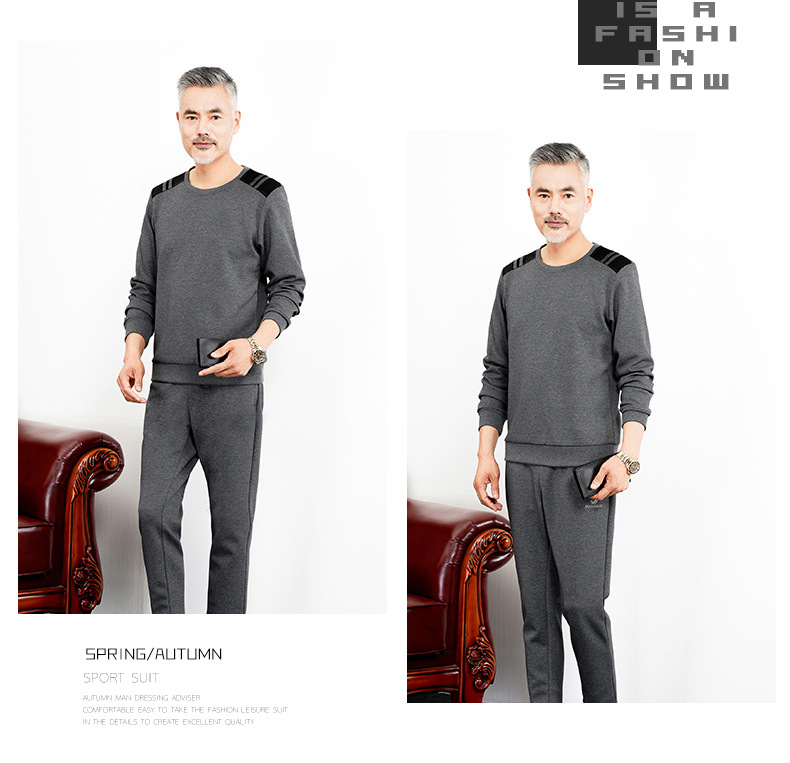 Middle-Aged and Elderly Sweater Suit Men's Coat Cotton Autumn New Daddy Autumn Outfit Middle-Aged Loose Casual Sportswear