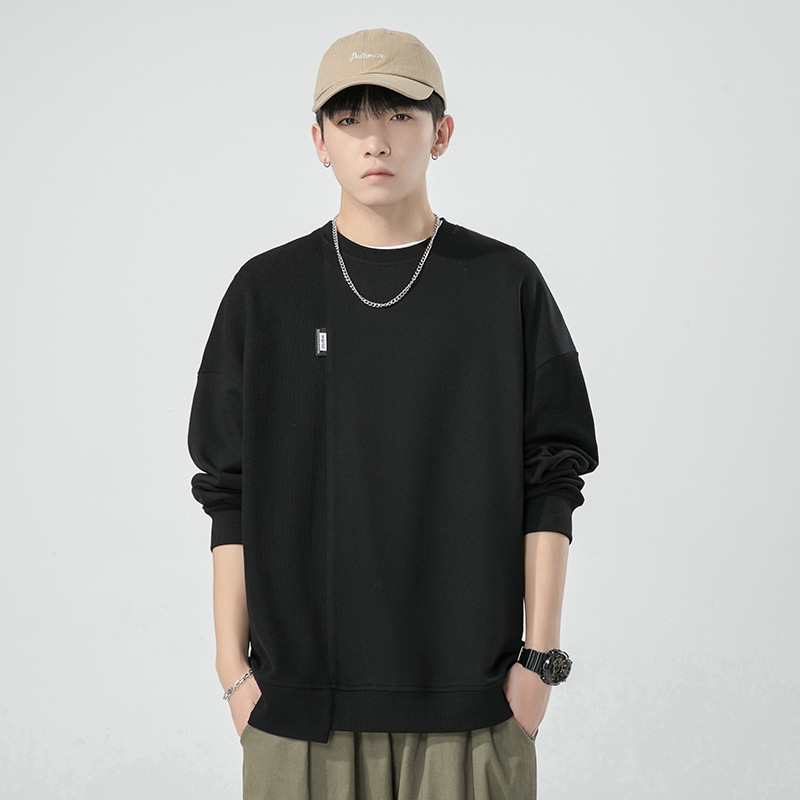 One Piece Dropshipping 2022 Spring Men&#039;s round Neck Pullover Solid Color Hoodie Office Version Bottoming Shirt Thin Loose Sportswear