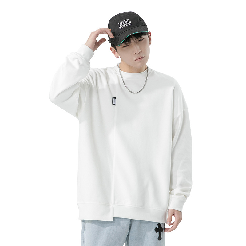 One Piece Dropshipping 2022 Spring Men&#039;s round Neck Pullover Solid Color Hoodie Office Version Bottoming Shirt Thin Loose Sportswear