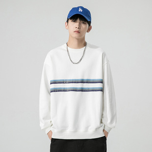 One Piece Dropshipping 2022 Spring Men's round Neck Pullover Solid Color Hoodie Office Version Bottoming Shirt Thin Loose Sportswear