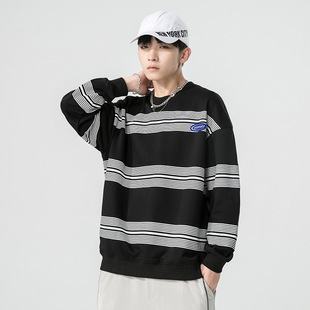 One Piece Dropshipping 2022 Spring Men's round Neck Pullover Solid Color Hoodie Office Version Bottoming Shirt Thin Loose Sportswear