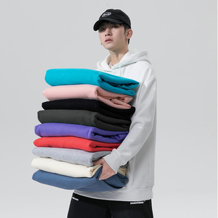 One Piece Dropshipping 2022 Spring Men's round Neck Pullover Solid Color Hoodie Office Version Bottoming Shirt Thin Loose Sportswear