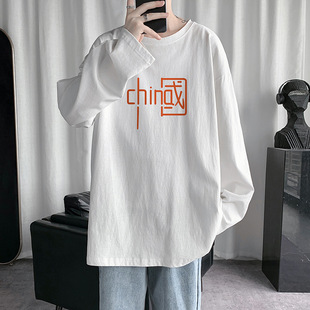 One Piece Dropshipping 2022 Spring Men's round Neck Pullover Solid Color Hoodie Office Version Bottoming Shirt Thin Loose Sportswear