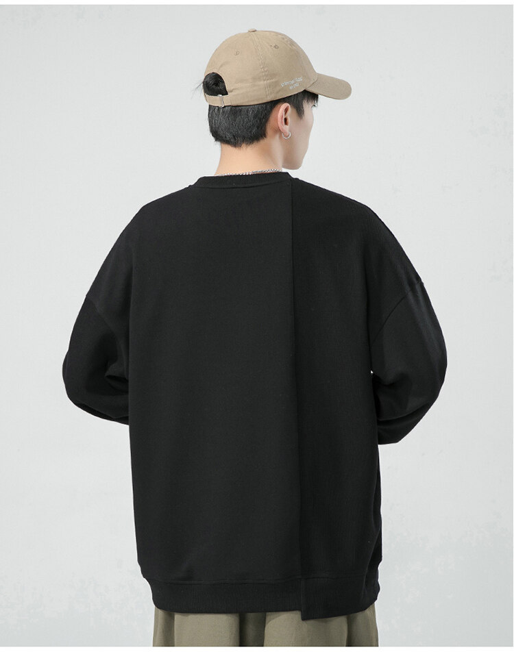 One Piece Dropshipping 2022 Spring Men's round Neck Pullover Solid Color Hoodie Office Version Bottoming Shirt Thin Loose Sportswear