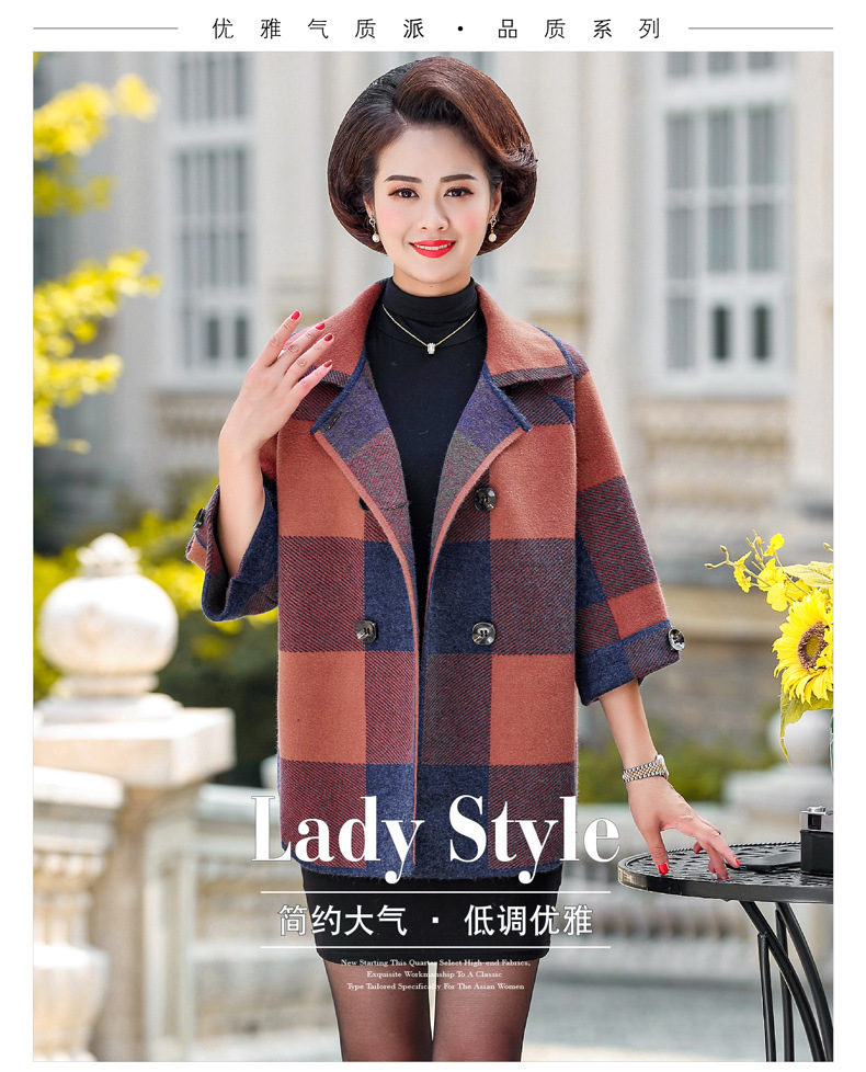 Middle-Aged and Elderly Women's Clothing Spring and Autumn Lattice Coat Korean Style Wide Lady Mom Wear New Knitted Double Sided Cotton Woolen Cardigan Middle-Aged and Elderly Women's Clothing Spring and Autumn Lattice Coat Korean Style Wide Lady Mom Wear New Knitted Double Sided Cotton Woolen Cardigan