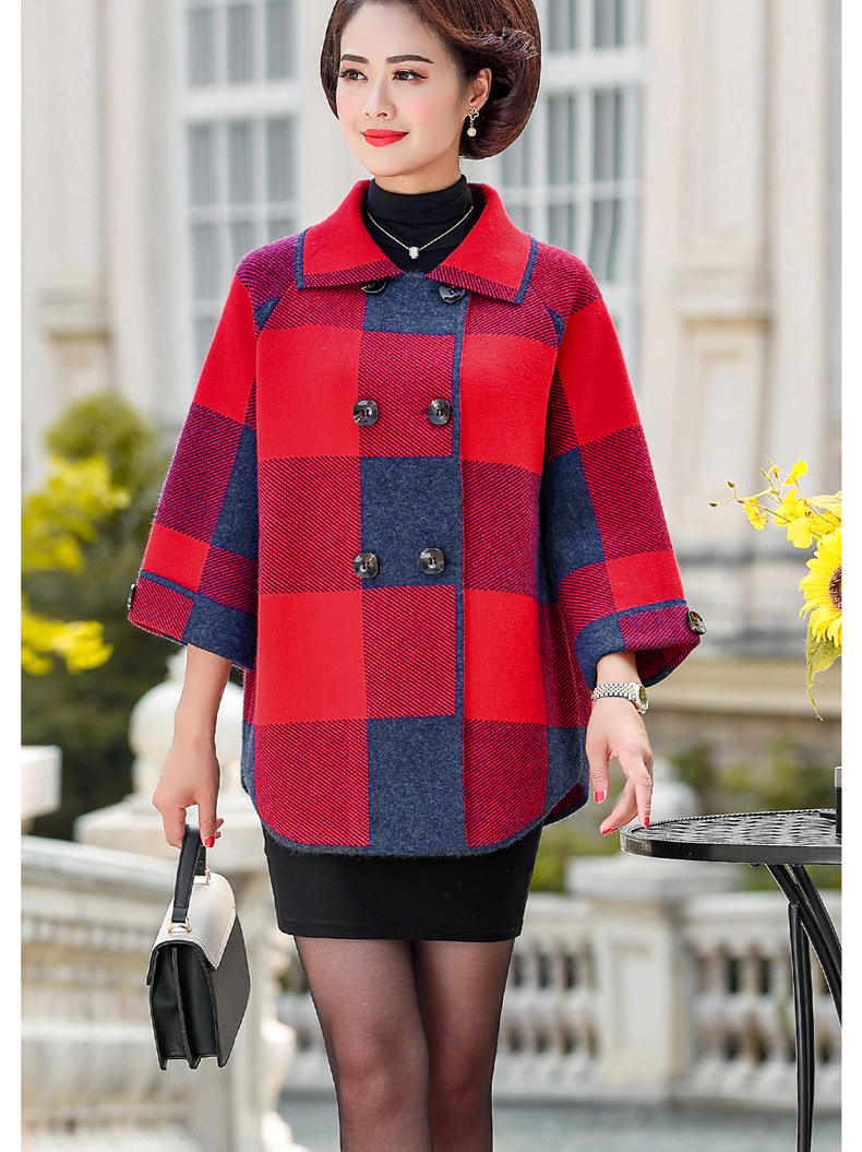 Middle-Aged and Elderly Women's Clothing Spring and Autumn Lattice Coat Korean Style Wide Lady Mom Wear New Knitted Double Sided Cotton Woolen Cardigan Middle-Aged and Elderly Women's Clothing Spring and Autumn Lattice Coat Korean Style Wide Lady Mom Wear New Knitted Double Sided Cotton Woolen Cardigan