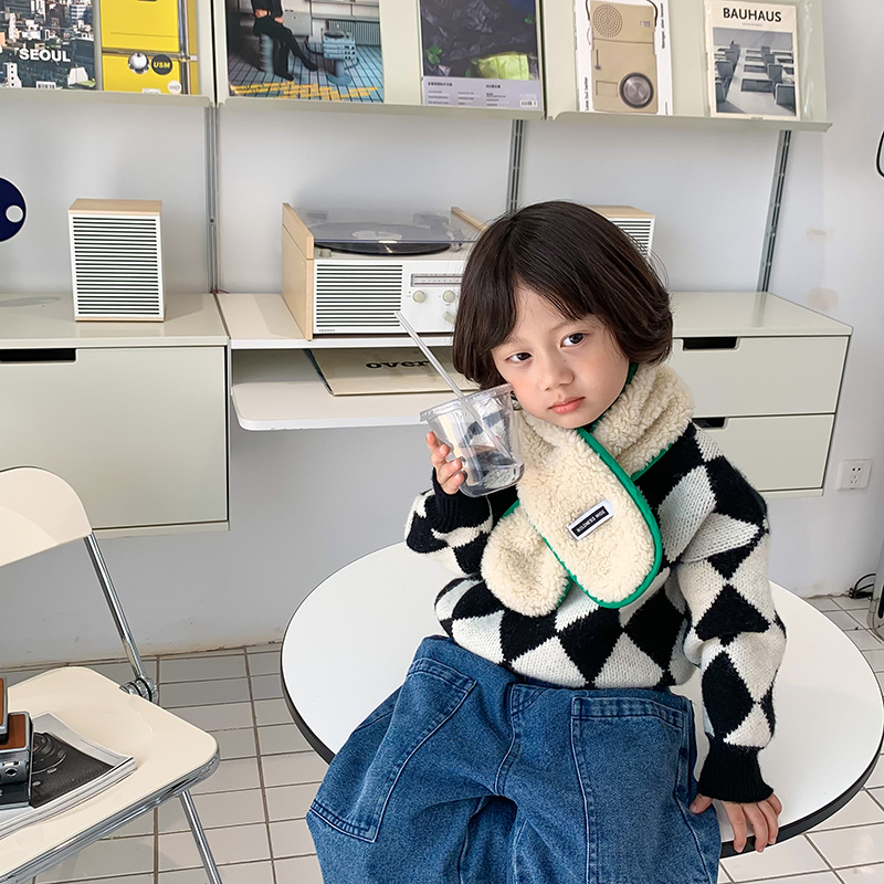 Children's Plaid Sweater Cardigan 1door Children's Clothing New Korean Style Boys and Girls Diamond Lattice Wool Cardigan Children's Plaid Sweater Cardigan 1door Children's Clothing New Korean Style Boys and Girls Diamond Lattice Wool Cardigan