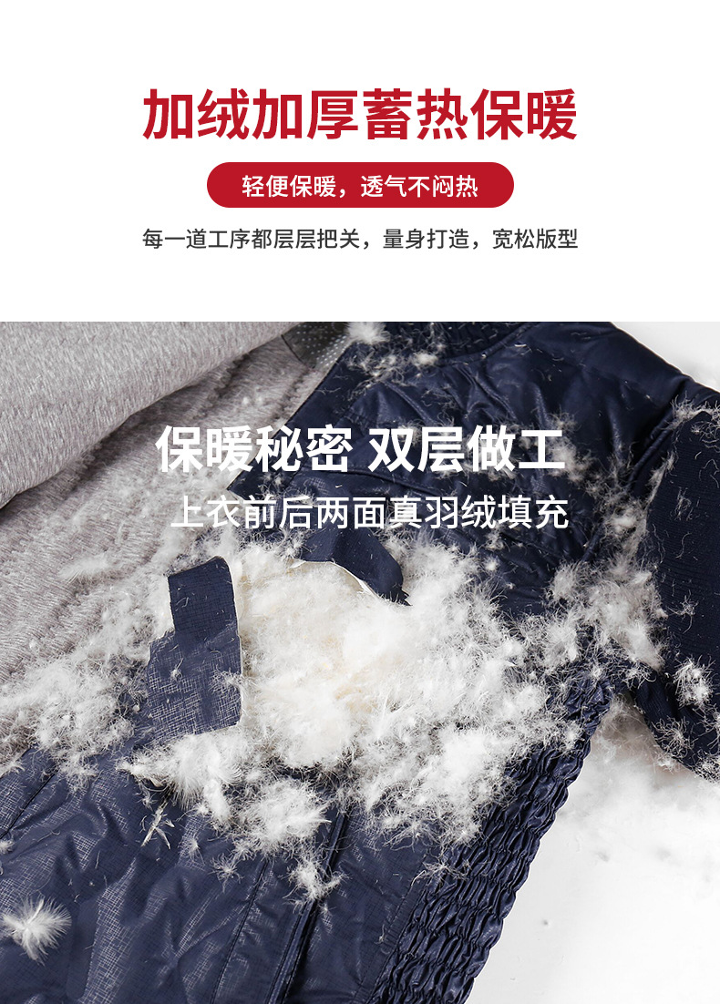 Middle-Aged and Elderly down Thermal Underwear Suit Female Mother Winter Men's Cardigan Fleece-Lined Thickened Elderly Autumn Clothes Long Pants