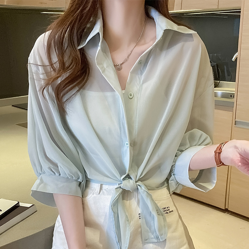 Chiffon Cardigan Outer Wear Women&#039;s Spring/Summer Very Fairy Blouse Short Western Style Shirt Chiffon Sun Protection Clothing Small Shawl Outer Wear
