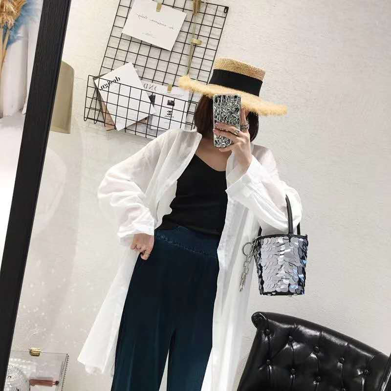 Summer Sunblock Cardigan for women in large size Chiffon holiday air horn sleeve medium long compression air Cardigan thin style Summer Sunblock Cardigan for women in large size Chiffon holiday air horn sleeve medium long compression air Cardigan thin style