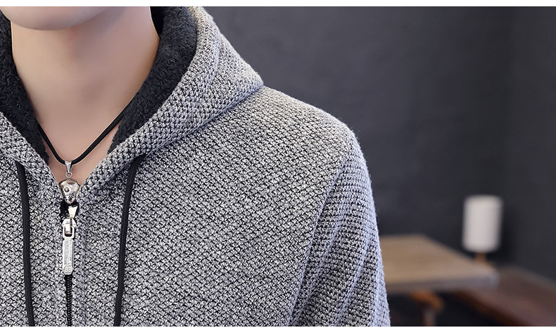Autumn and Winter Men's Sweater Men's Thickened Fleece-Lined Sweater Casual Sweater Men's Cardigan Stand Collar Men's Coat Fashion