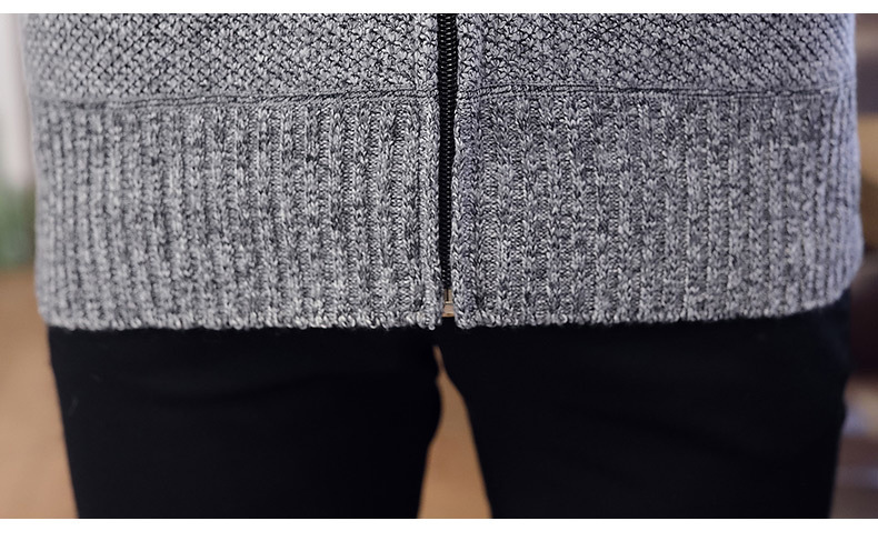 Autumn and Winter Men's Sweater Men's Thickened Fleece-Lined Sweater Casual Sweater Men's Cardigan Stand Collar Men's Coat Fashion