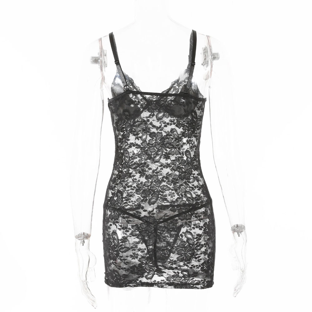 Foreign Trade 2021 Amazon European and American Nightclubs Women's Sexy Pajamas See-through Lace Strap Dress 16481 Foreign Trade 2021 Amazon European and American Nightclubs Women's Sexy Pajamas See-through Lace Strap Dress 16481